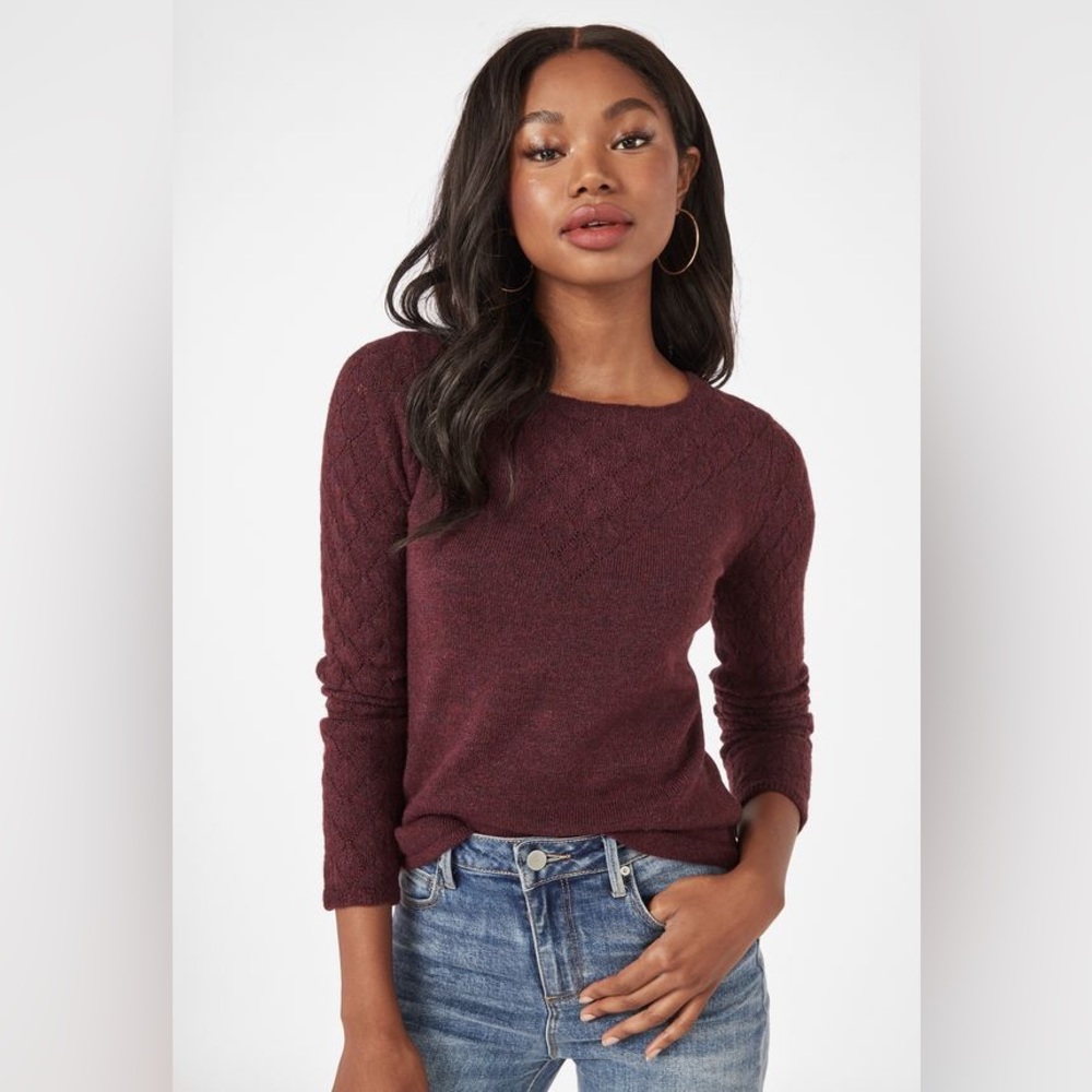 Cabernet Pointelle Detail Sweater